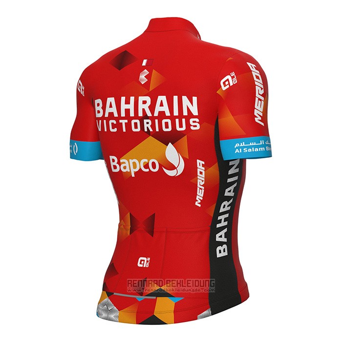 2022 Fahrradbekleidung Bahrain Victorious Rot Trikot Kurzarm und Tragerhose - zum Schließen ins Bild klicken